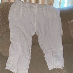 White linen palazzo pants